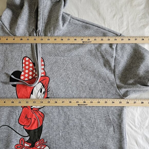 Disney Hoodie Womens 2X Gray Minnie Mouse Pullover No Pockets Fleece Lining LS - Picture 4 of 12